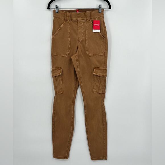 🆕 NWT SPANX Stretch Twill Ankle Cargo Pant Honey Glow Pockets Shapewear Small - Picture 9 of 16
